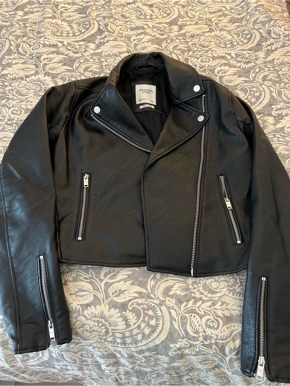 Abercrombie & Fitch Black Faux Leather Biker Jacket